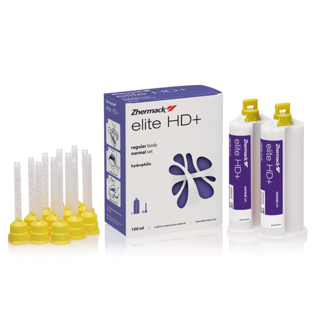 SILICONA DE ADICION ELITE HD+REGULAR BODY NORMAL  2 CARTUCHOS  MORADO + 12 PUNTAS ZHERMACK C203020