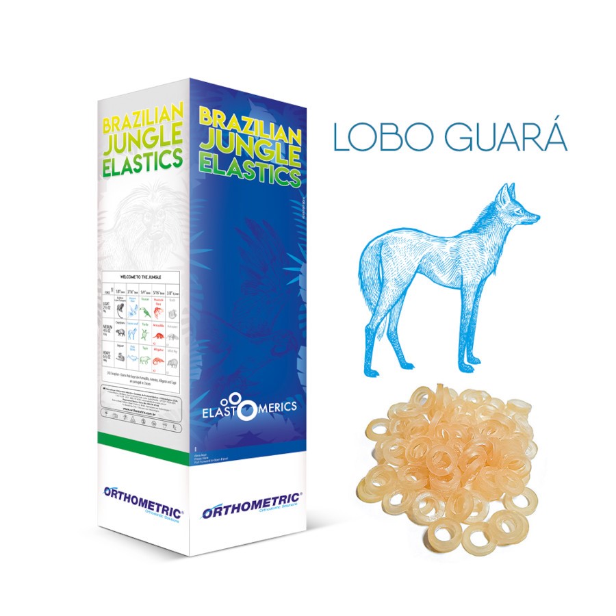 ELASTICO INTRAORAL 3/16" MEDIO 4.5OZ. LOBO GUARA AZUL PAQUETE DE 5000 UNIDADES ORTHOMETRIC REF. 60.10.2017